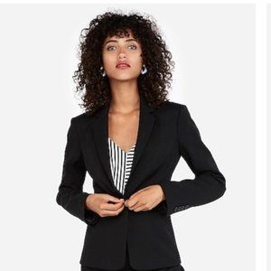 EXPRESS Notch Collar One Button Black Blazer -Sz4